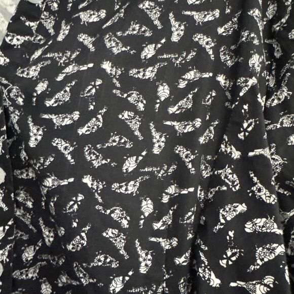 Tulip Clothing Women’s Tunic in Black White Birds 100% Cotton High Low Button Up - Picture 4 of 9